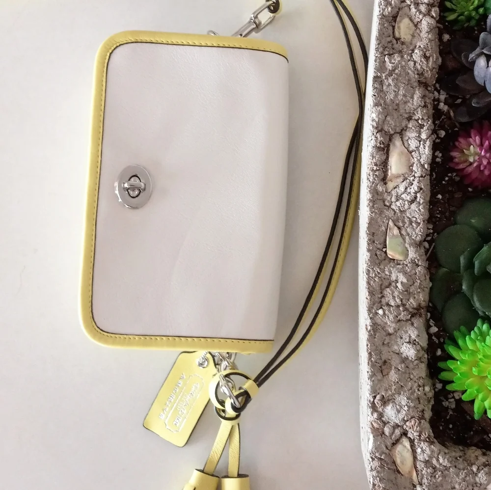 Coach Legacy Archival Two Tone Leather Penny, Shoulder Bag (Citrine/ Parchment)
